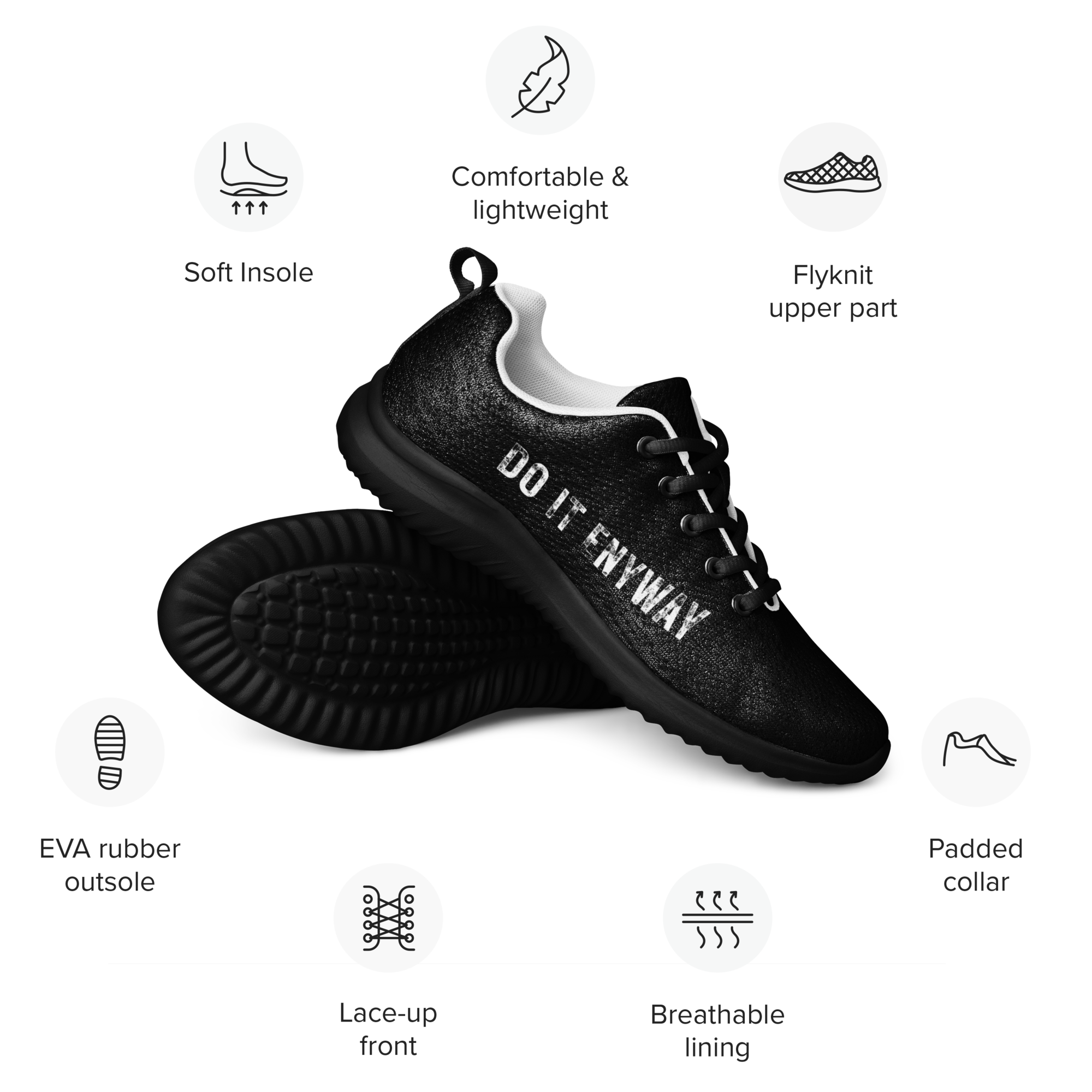 DO IT ENYWAY - Athletic Training Shoes (Mens, Black)